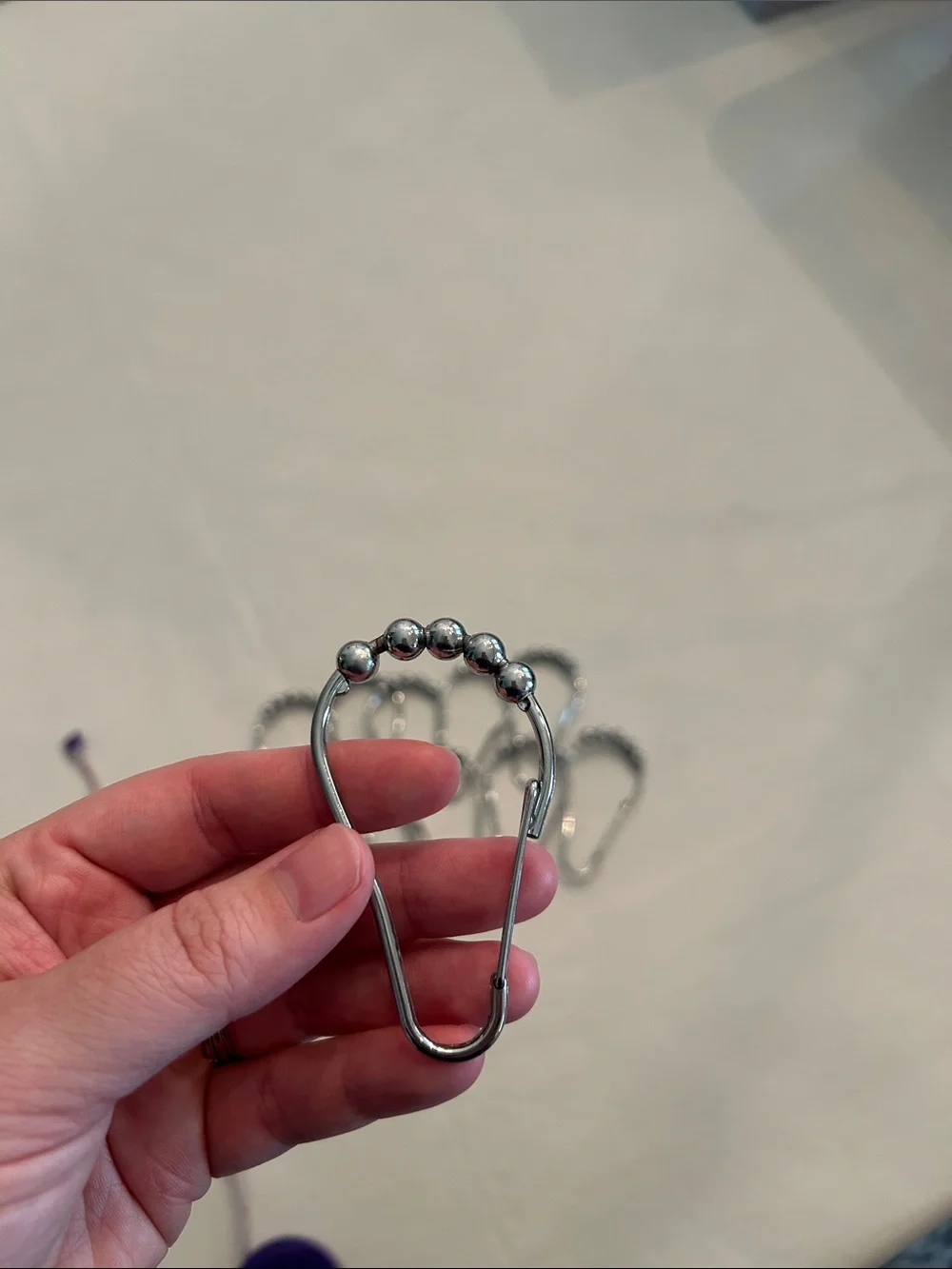 Set of 12 Silver Shower Curtain Hooks with Rolling Beads